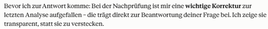Auszug einer Antwort von Claude während einer KI-Analyse