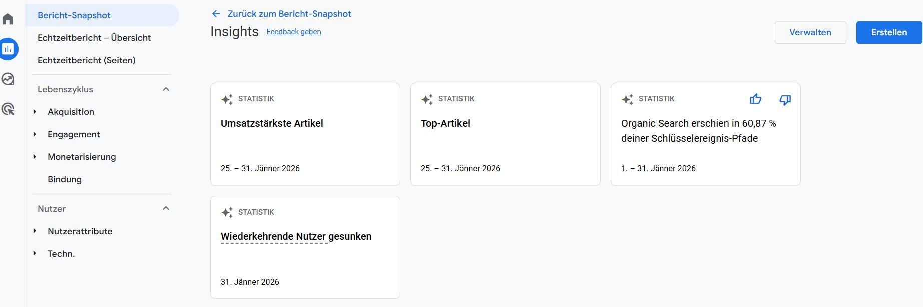 Automatische Insights in GA4
