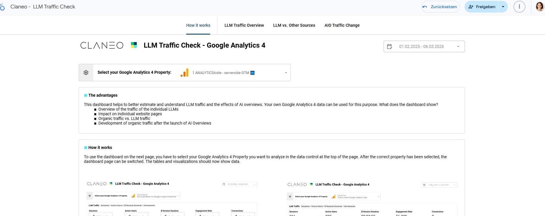 Claneo Looker Studio LLM Check Dashboard