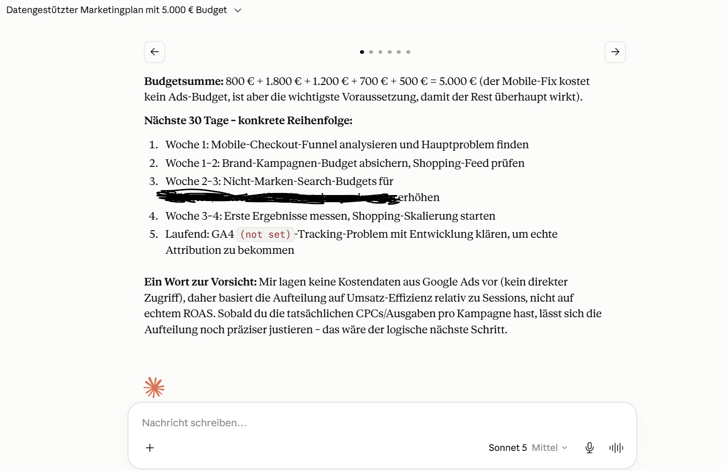 Claude Marketingplan aus GA4-Daten