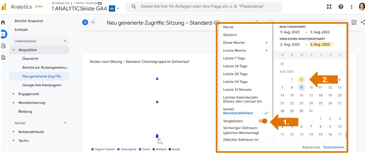 GA4 Datumsvergleich