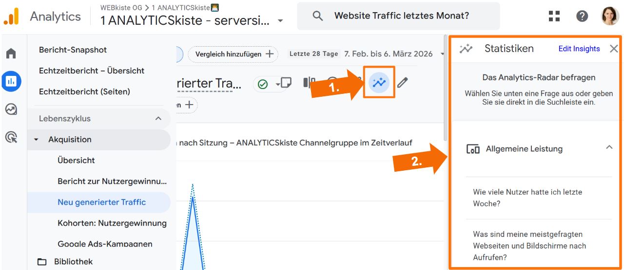 Weitere Fragen an das Analytics Radar in GA4